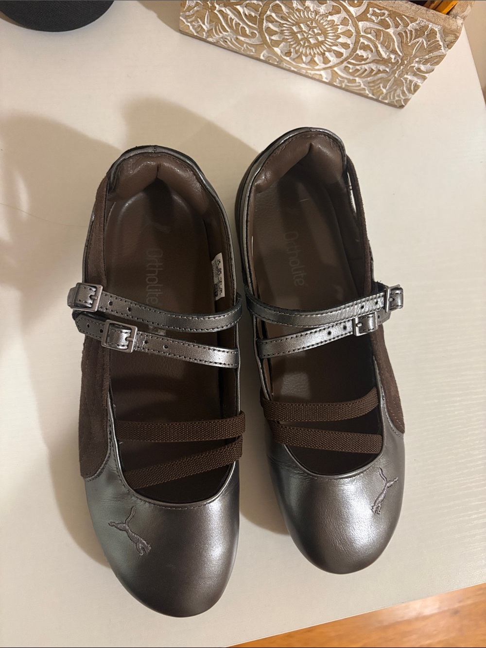 PUMA Women’s Brown Metallic Mary Jane Flats